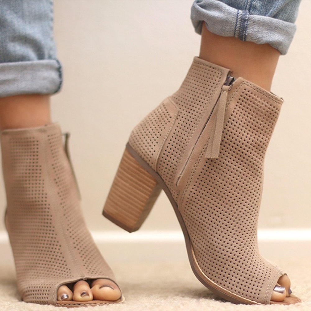 Tom's Suede Bootie with Open Toe
